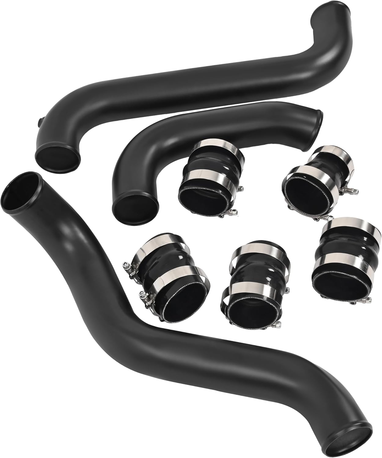 KUAFU Intercooler Pipe & Boot Kit Compatible with 2011-2016 Chevrolet GMC Silverado Sierra 2500HD 3500HD 6.6L Turbo Duramax Diesel Code Intercooler Pipe Boot Powder Coated Black