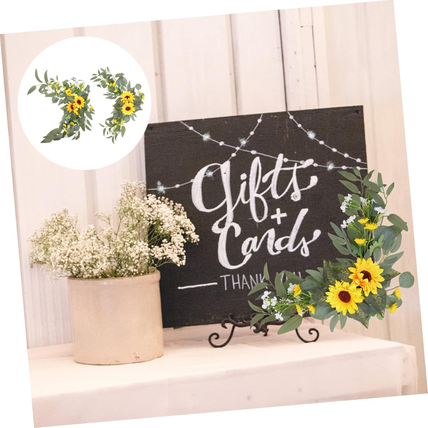 Rustic Flower Swag Artificial Sunflower Ornament for Home Store Restaurant