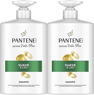 Pantene Pro-V Suave Y Liso Champú 2X1000ml Dispensador, Pelo Encrespado Y Apagado. Limpieza Suave. Protege Enlaces Capilares. Sin Siliconas