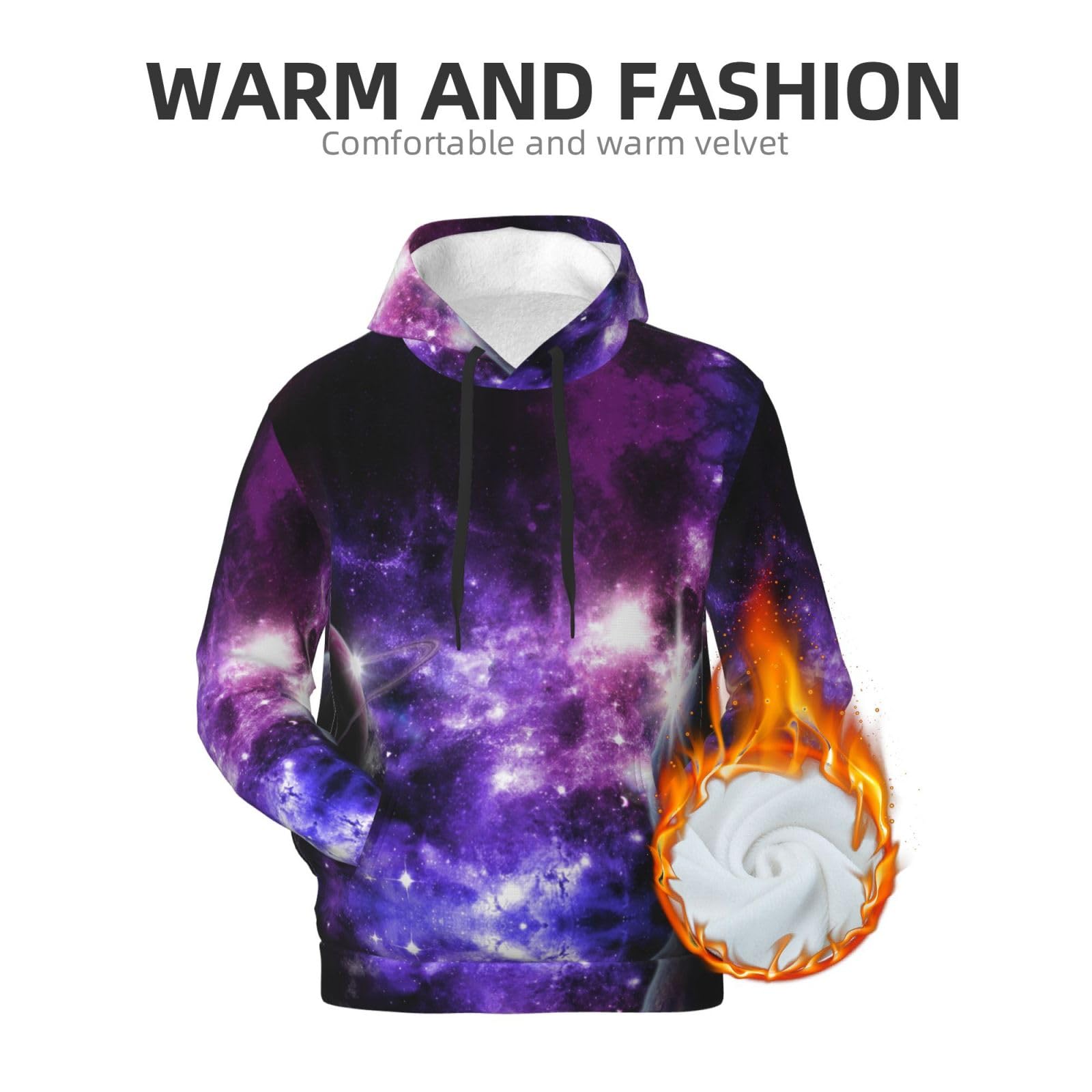 Męska bluza z kapturem Galaxy Sky. Nadruk Bluza z kapturem, casualowa grafika z nadrukiem bluzy z kapturem z kieszenią