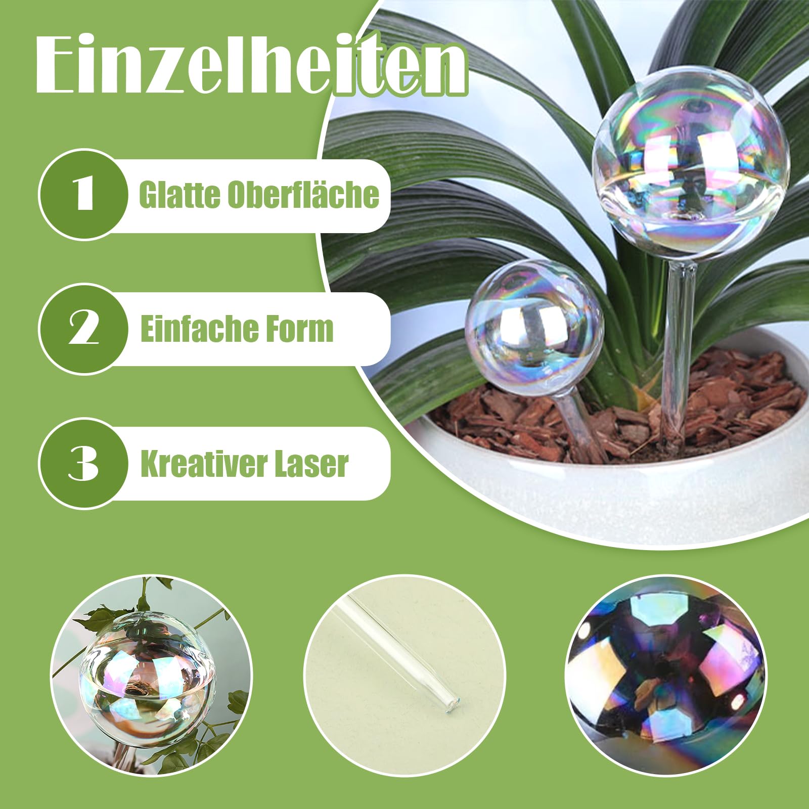 Juego de 4 bolas de riego para plantas, riego automático de plantas para plantas de interior, jardín y balcón, sistema de riego, maceta, dispensador de agua, ideal para vacaciones
