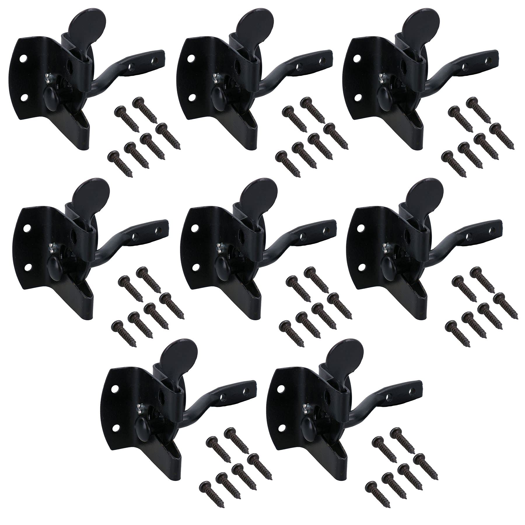 Loquets automatiques de portail en acier noir haute résistance avec gâche à levier, lot de 8