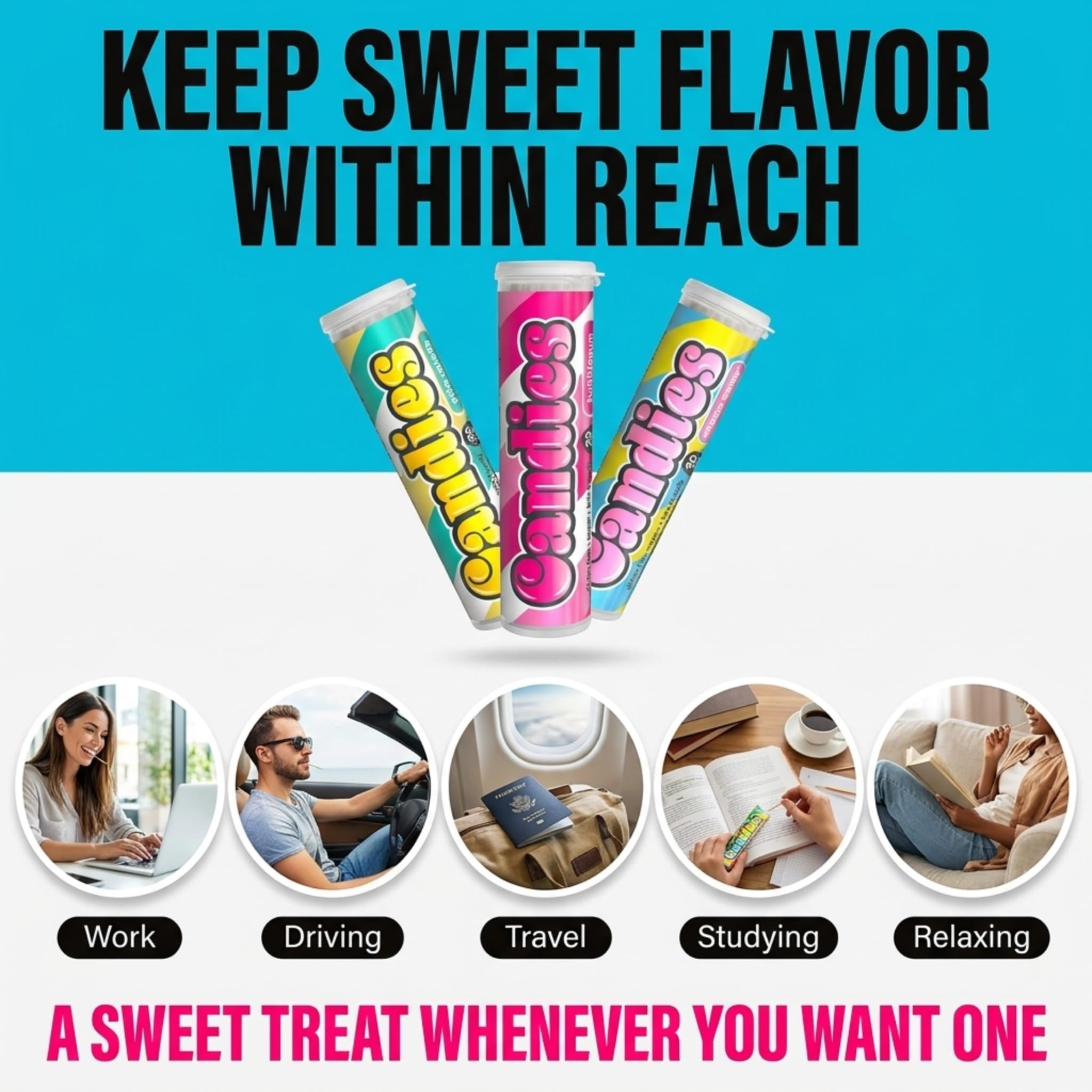 Xero Picks - Palillos de dientes con sabor infundido para un aliento fresco de larga duración - Paquetes variados (caramelos, paquete de 5)
