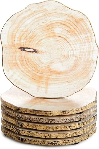 Juvale Paquete de 6 posavasos redondos de madera con estampado texturizado para bebidas, bar, cocina, hogar, sala de estar, protección de mesa,