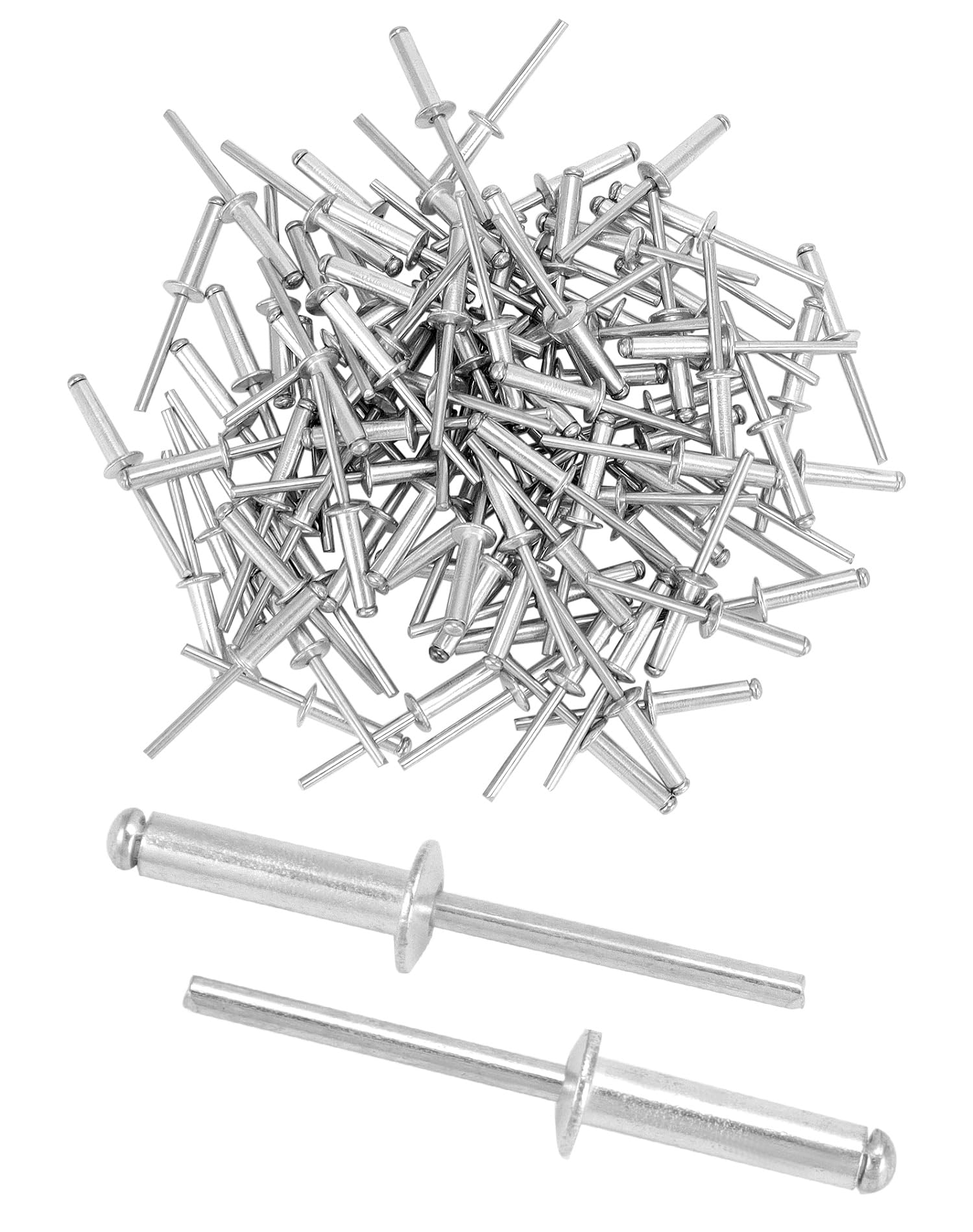 QWORK Remaches ciegos de aluminio, 500 unidades de 3/16 x 3/4 pulgadas (4,8 x 20 mm), surtido de remaches ciegos, color plateado
