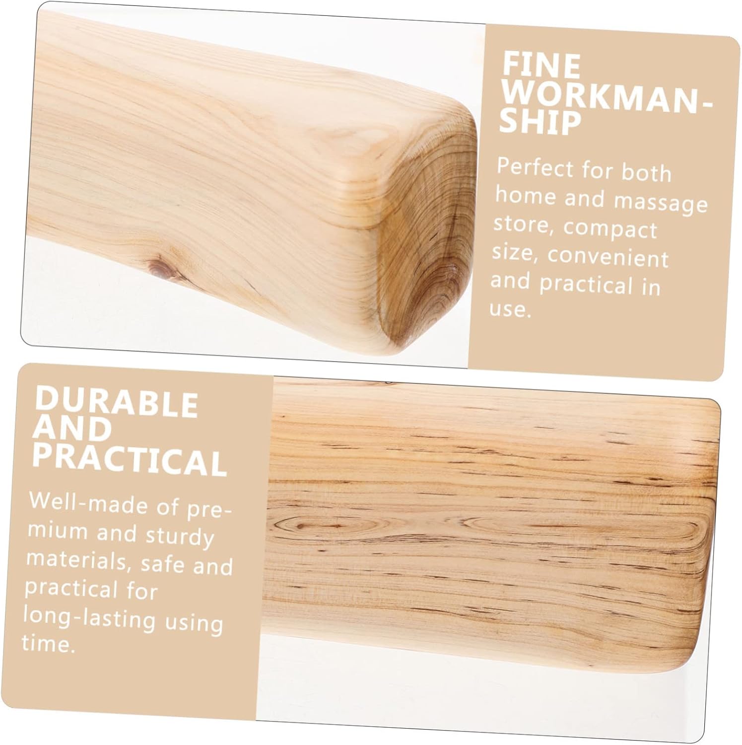 GARVALON Ergonomic Smooth Wooden Cervical Pillow for Neck and Shoulder Support Small Arc Shaped Steam Relaxation Pillow Hardwood Lumbar Support Comfortable Side and Back