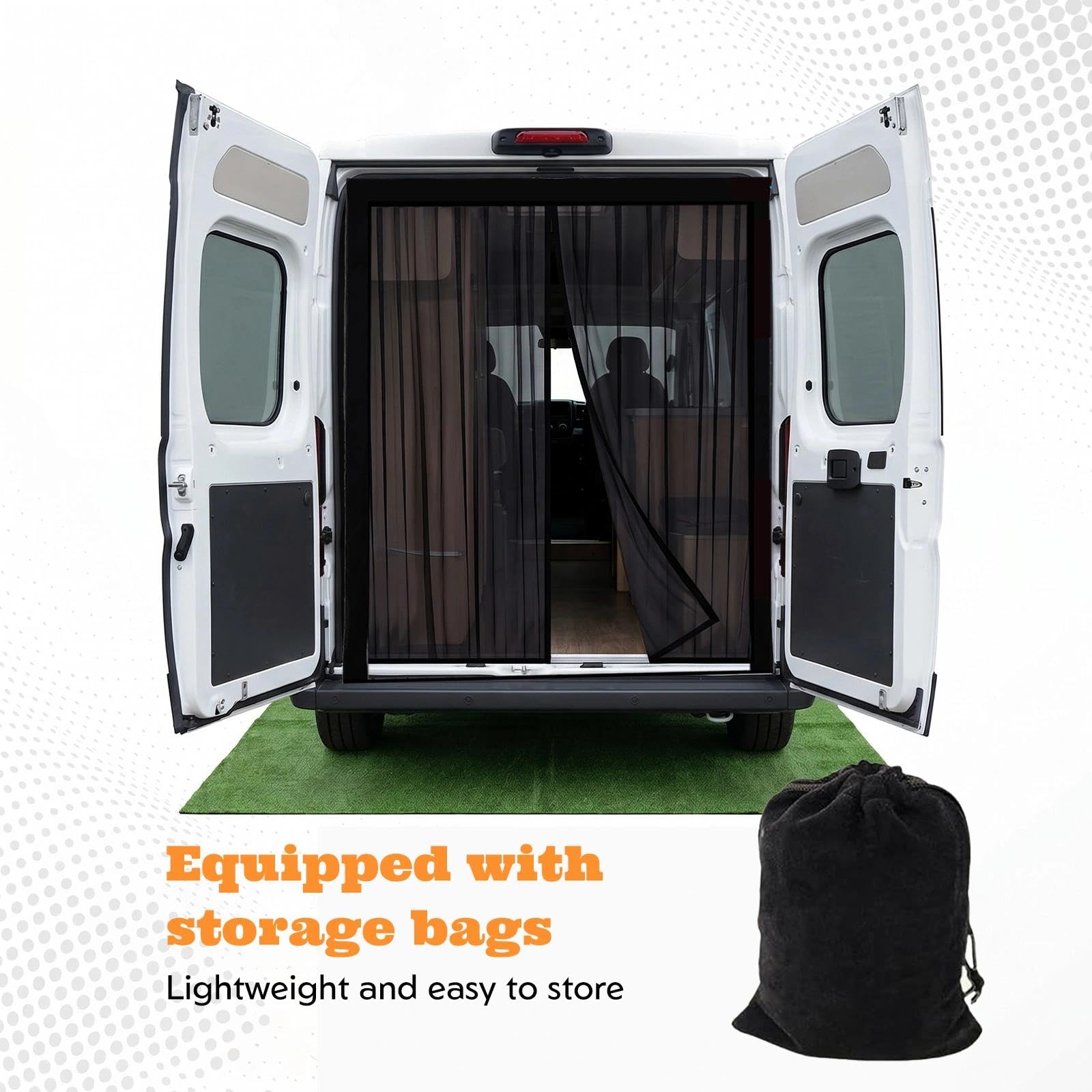 Moustiquaire Magnétique pour Porte Arrière Latérale 150x110 cm Moustiquaires en Maille Noire pour Camping Pêche Voyage et Pique Nique Extérieur