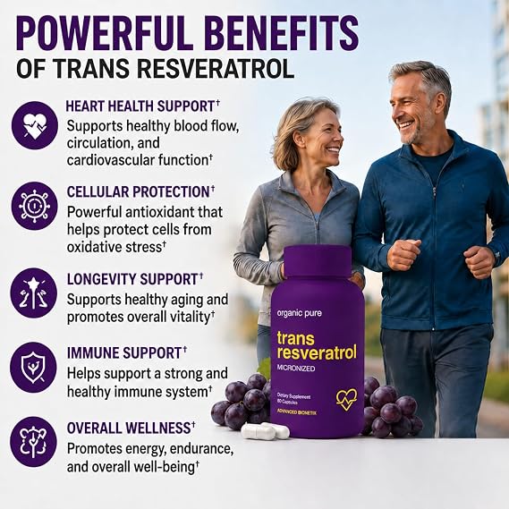Advanced Bionetix 2X Potency Micronized Trans Resveratrol Supplement. 1200mg per 2 Capsules. High Absorption Antioxidant Formula. Promotes Anti Aging, Cognitive Support & Heart Health