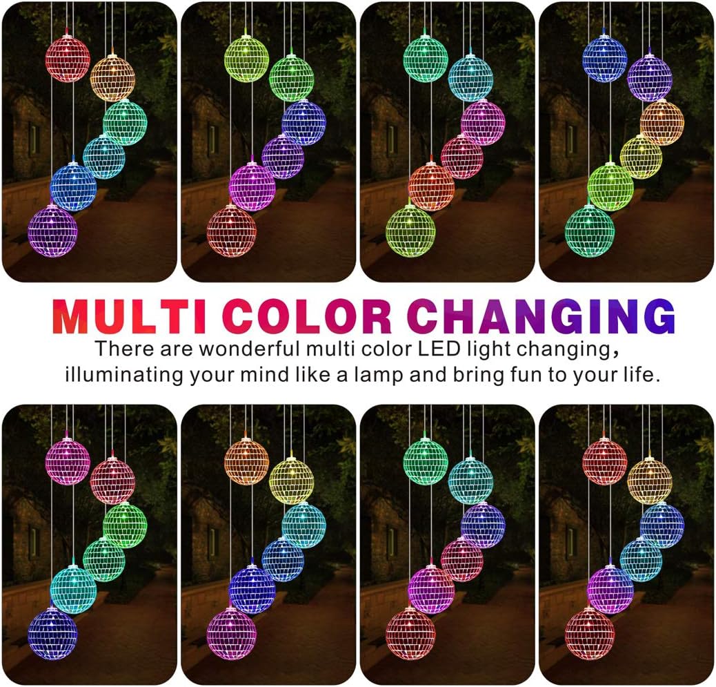 Idefair Solar Wind Chimes, Mobile Hanging LED Light Color Changing Wind Chime Birthday Gift for Mom Mother Laddies and Garden Patio Yard Decoration (Ball) - Image 5