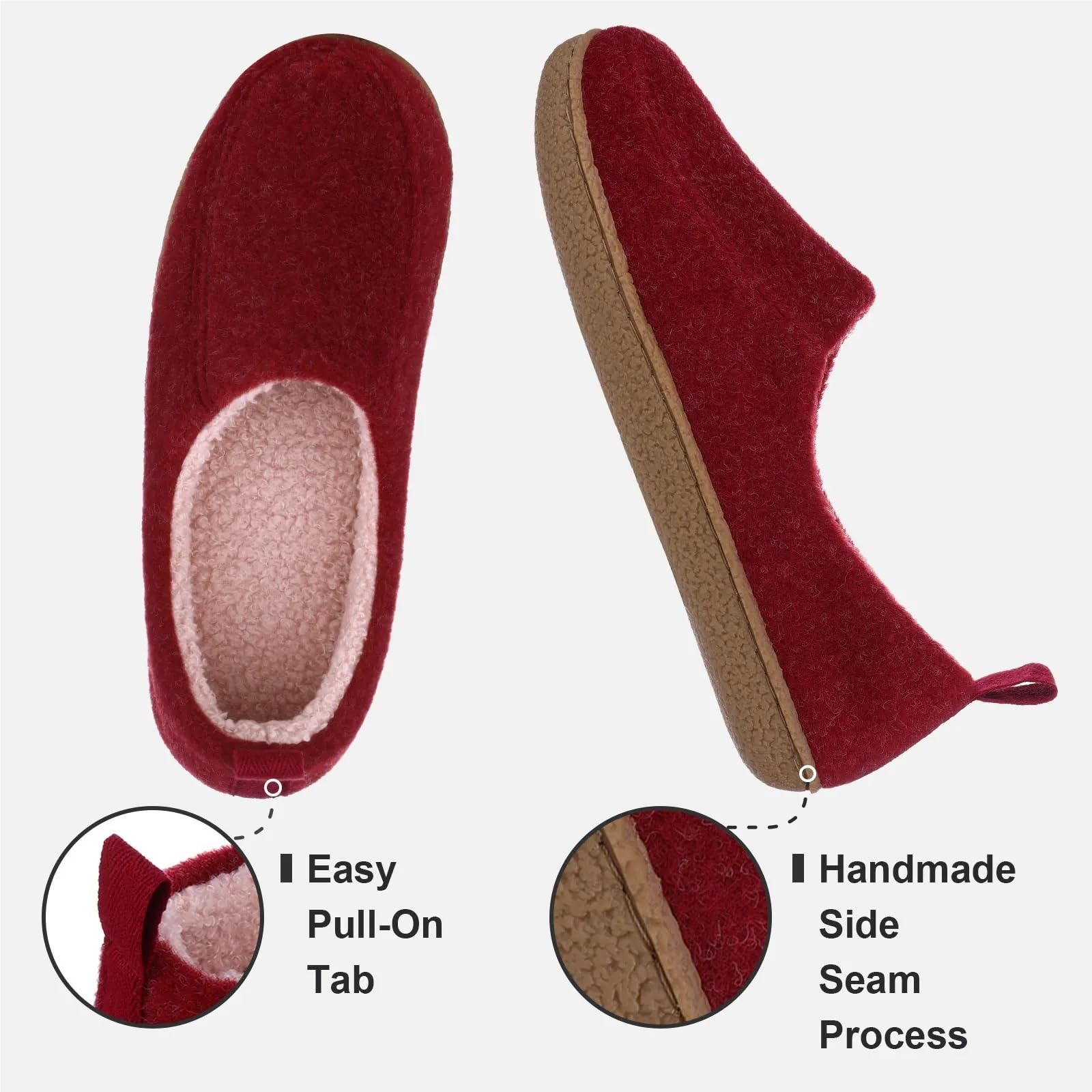Pantuflas Hombre Pantuflas De Felpa De Invierno For Mujer Y Hombre, Zapatos De Algodón De Fieltro Peludo For El Hogar, Pantuflas Gruesas Y Suaves For Interiores, Antideslizantes, Con Tacón Envolvente(