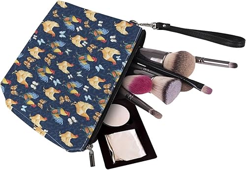 Miniatura 9 de Bigcardesigns Bolsas de maquillaje de viaje con estampado de pavo real, organizador de cremallera, bolso cosmético, impermeable, de piel sintética,
