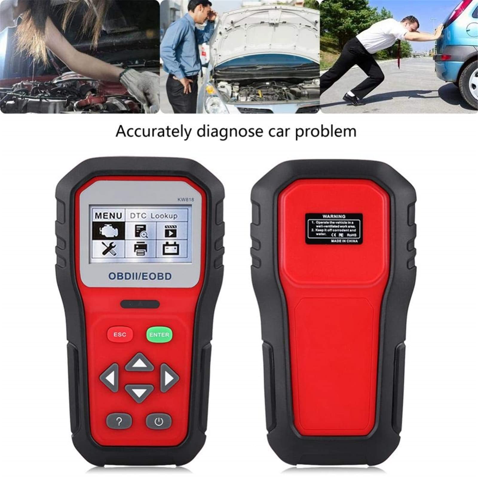 Automatyczny Tester Diagnostyczny KW818 OBD2 OBDII EOBD W Pełni Funkcjonalny Automatyczny Tester Diagnostyczny Skaner Kodów Usterek Czytnik Samochodowy Sprzęt Diagnostyczny