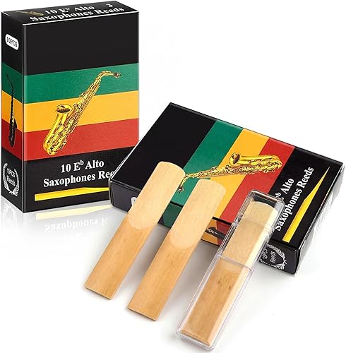 Paquete de 20 cañas de saxo alto de 2.5 pulgadas con caja de plástico individual para principiantes, cañas tradicionales de saxofón alto, fuerza