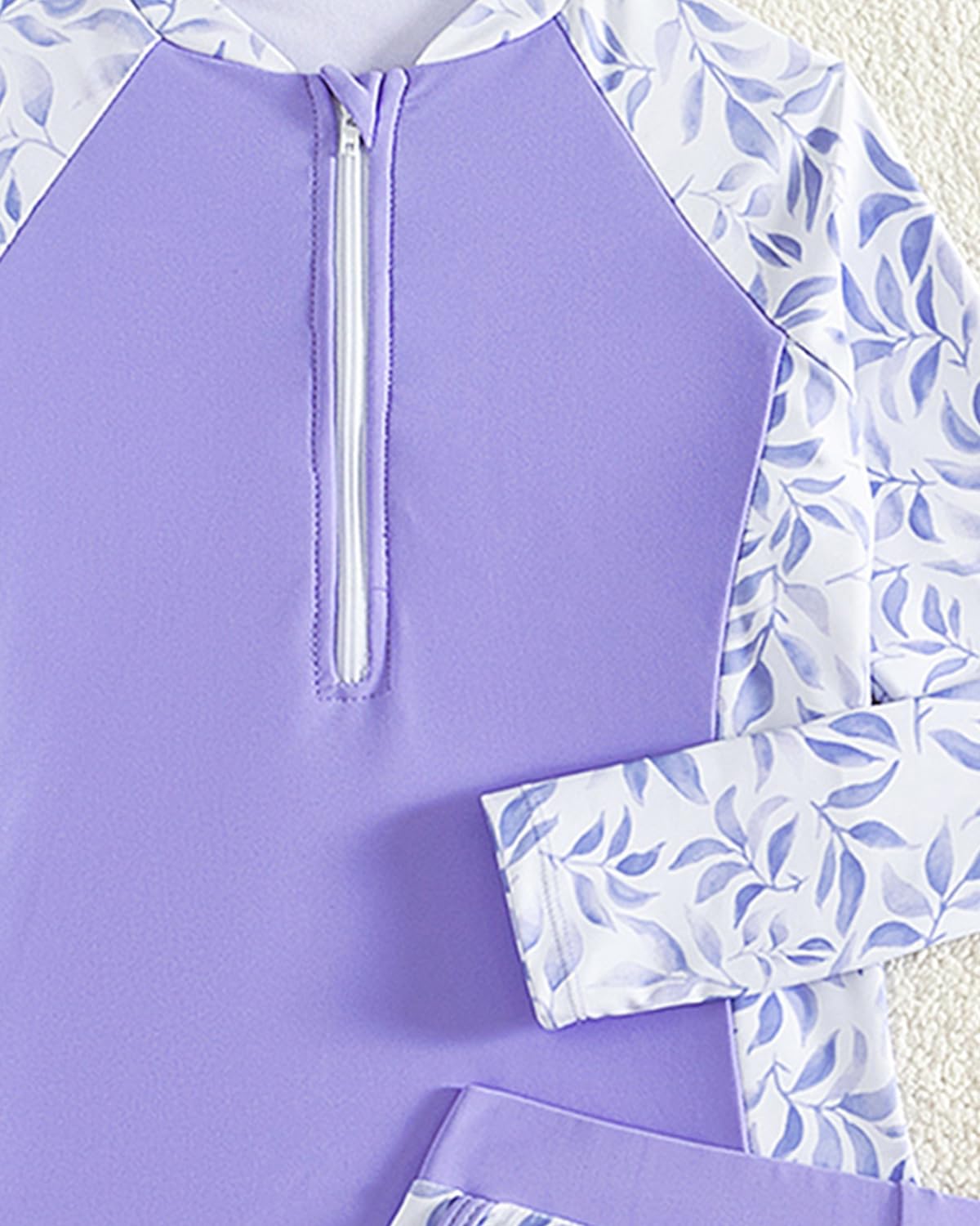Maillot de Bain Enfant Fille Tankini 8-13 Ans, Ensemble Maillot Anti UV Enfant avec Manches Longues et Short, Maillot de Bain 2 Pieces Ado Fille