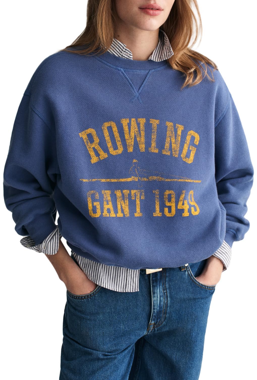 GANT Felpa con Scollo A C Maglia di Tuta Donna
