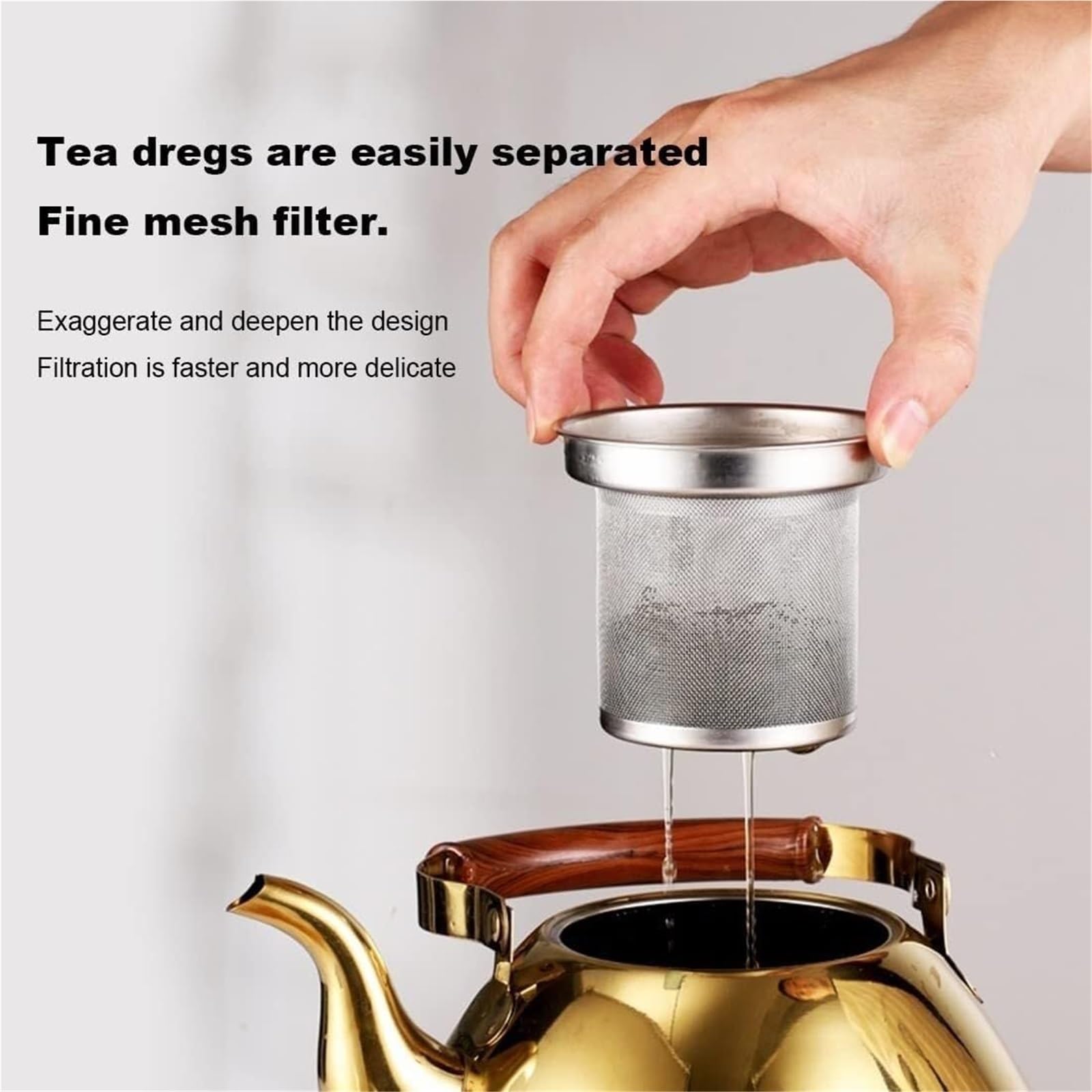 Teekanne, Teekessel aus Edelstahl mit Teesieb – widerstandsfähiger Griff, ideal for Aufbrühen von losem Tee(1.5L)