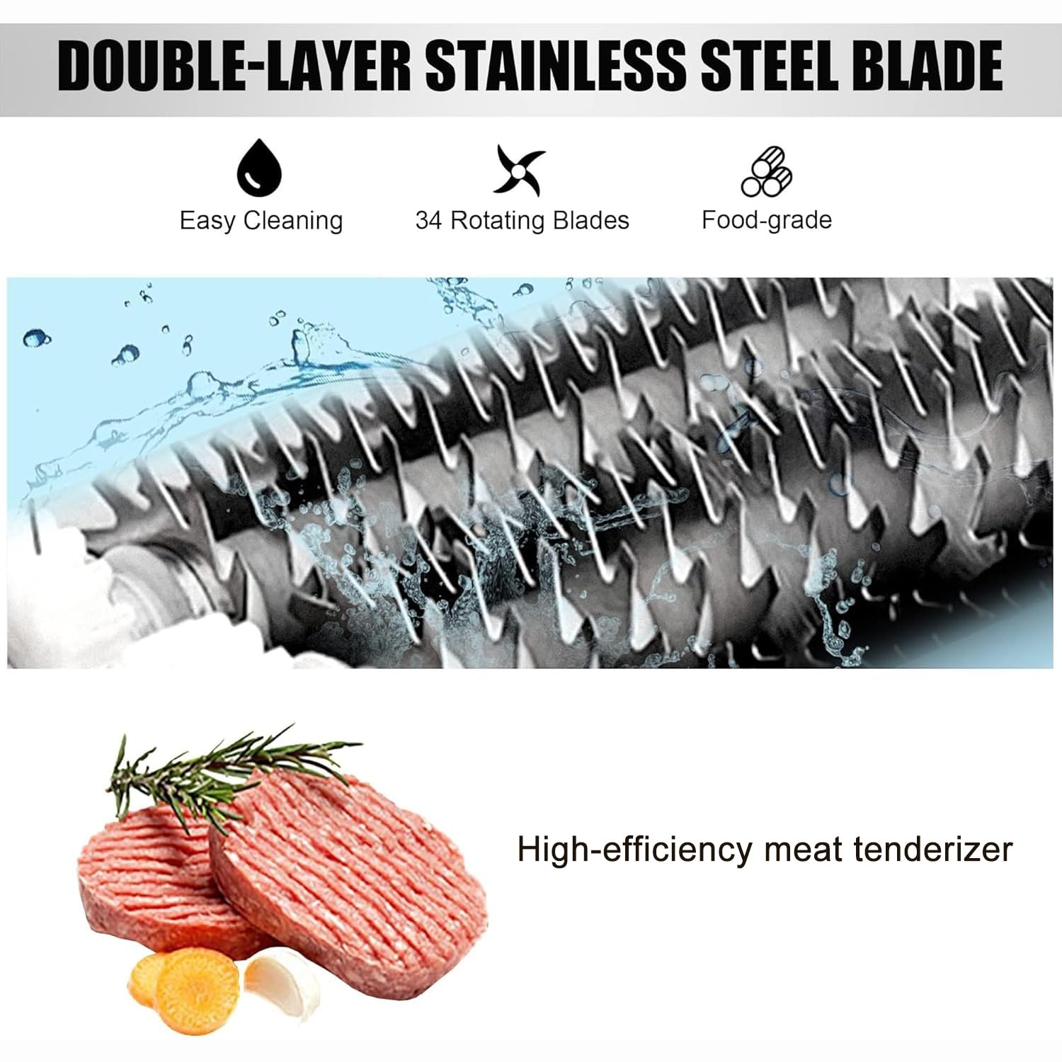 Elektrischer Fleischklopfer, 450 W, robust, Edelstahl, für Rind, Truthahn, Huhn, Schwein, Hammel, Fisch, Steak, erhöht die Zärtlichkeit