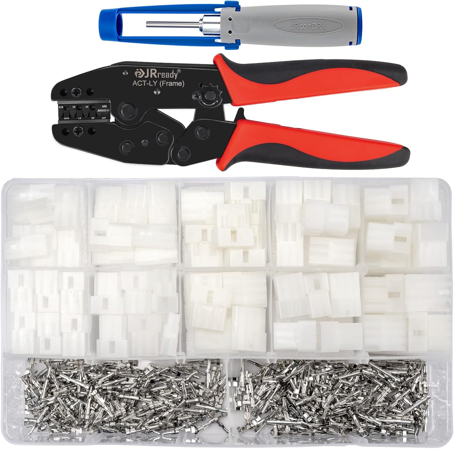 JRready ST6479 382Pcs Electrical Connector Housing Kit - 2/3/4/6/9/12 Pin Crimp Socket Molex 14-20AWG Standard .093" Series Male and Female Pins with Terminal Crimping and Remove Extractor Tool Kit