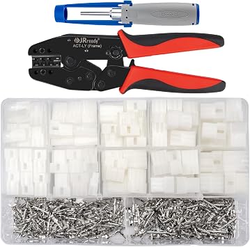 JRready ST6479 382Pcs Electrical Connector Housing Kit - 2/3/4/6/9/12 Pin Crimp Socket Molex 14-20AWG Standard .093" Series Male and Female Pins with Terminal Crimping and Remove Extractor Tool Kit