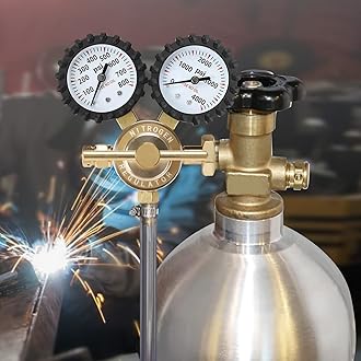 BETOOLL Nitrogen Regulator with 0-800 PSI Delivery Pressure Equipment Brass Inlet Outlet Connection Gauges