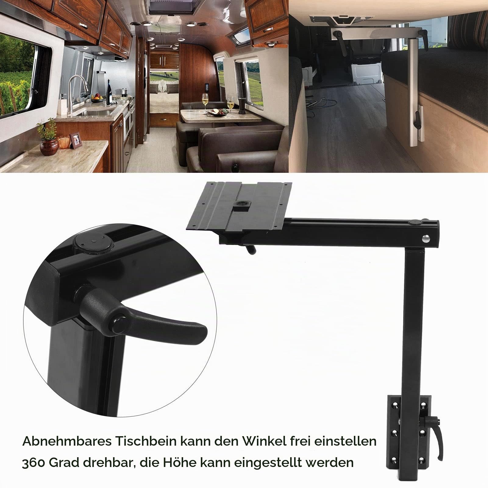 Abnehmbare Tischbeine, RV-Tischbein-Basishalterung Abnehmbare Tischbeinklammern Können 360 Grad Drehbare Eingestellt Werden Tischbeinhalterung für Wohnmobil Wohnwagen Yachten Wohnmobil