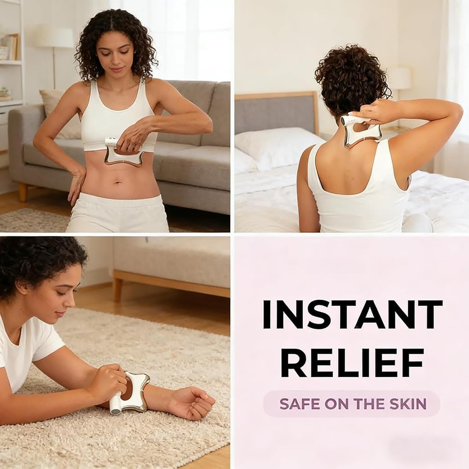 Dispositivo de contorno de cuerpo completo con calor y EMS, raspador muscular calentado for drenaje linfático y masaje de fascia, herramienta eléctrica for esculpir el cuerpo(White)