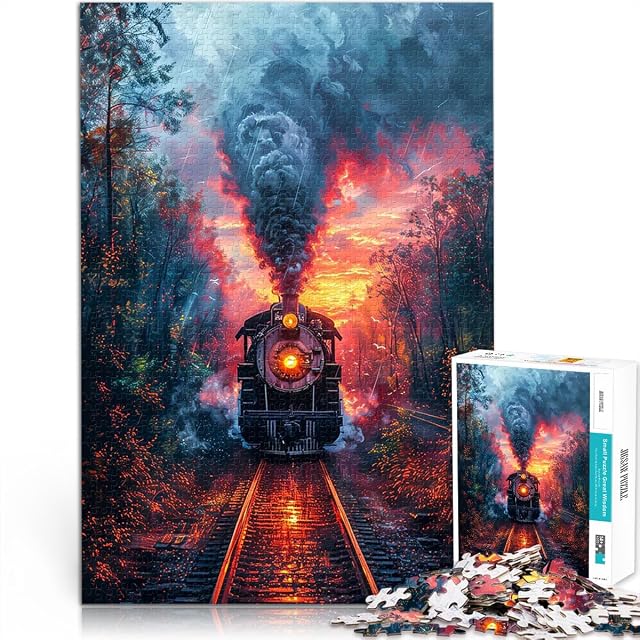 Rompecabezas para Adolescentes de 1000 Piezas Tren de Vapor sobre rieles Juego práctico Cada Pieza es única…