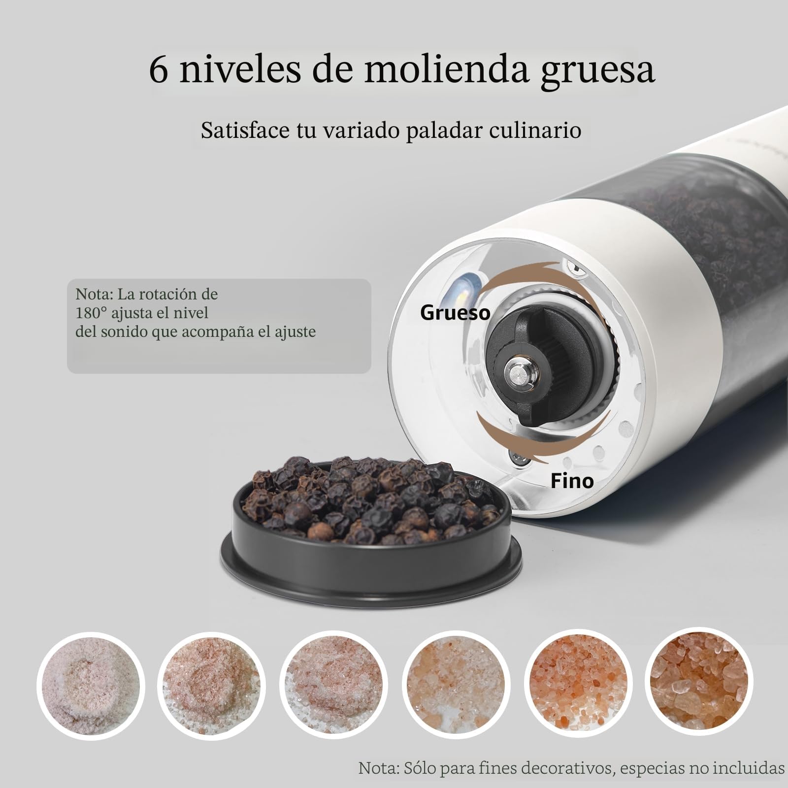 TLYSXPRO Juego de Molinillo Pimienta Eléctrico y Salero, Recargable por USB, Molinillo de Salero y Pimentero con Granulometría Ajustable, Salero y Pimentero Eléctrico, Luz LED (2 Piezas, Negro&Blanco)