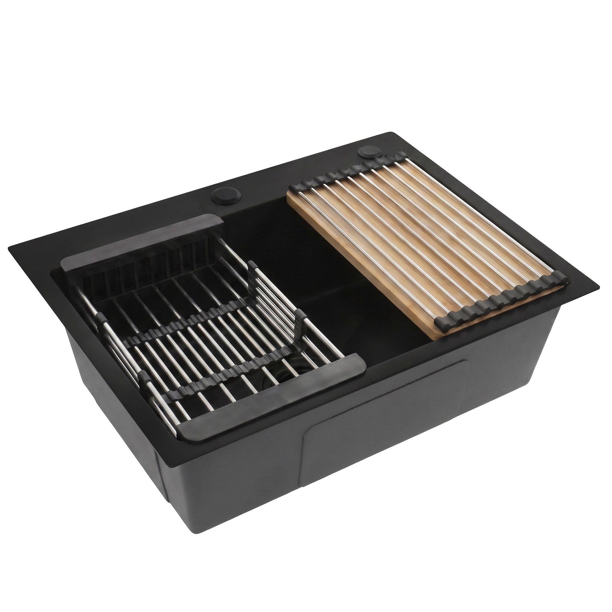 Rea - Sink Steel Liam Black with Beige Accessory Set - 58 x 45 x 18.5 cm