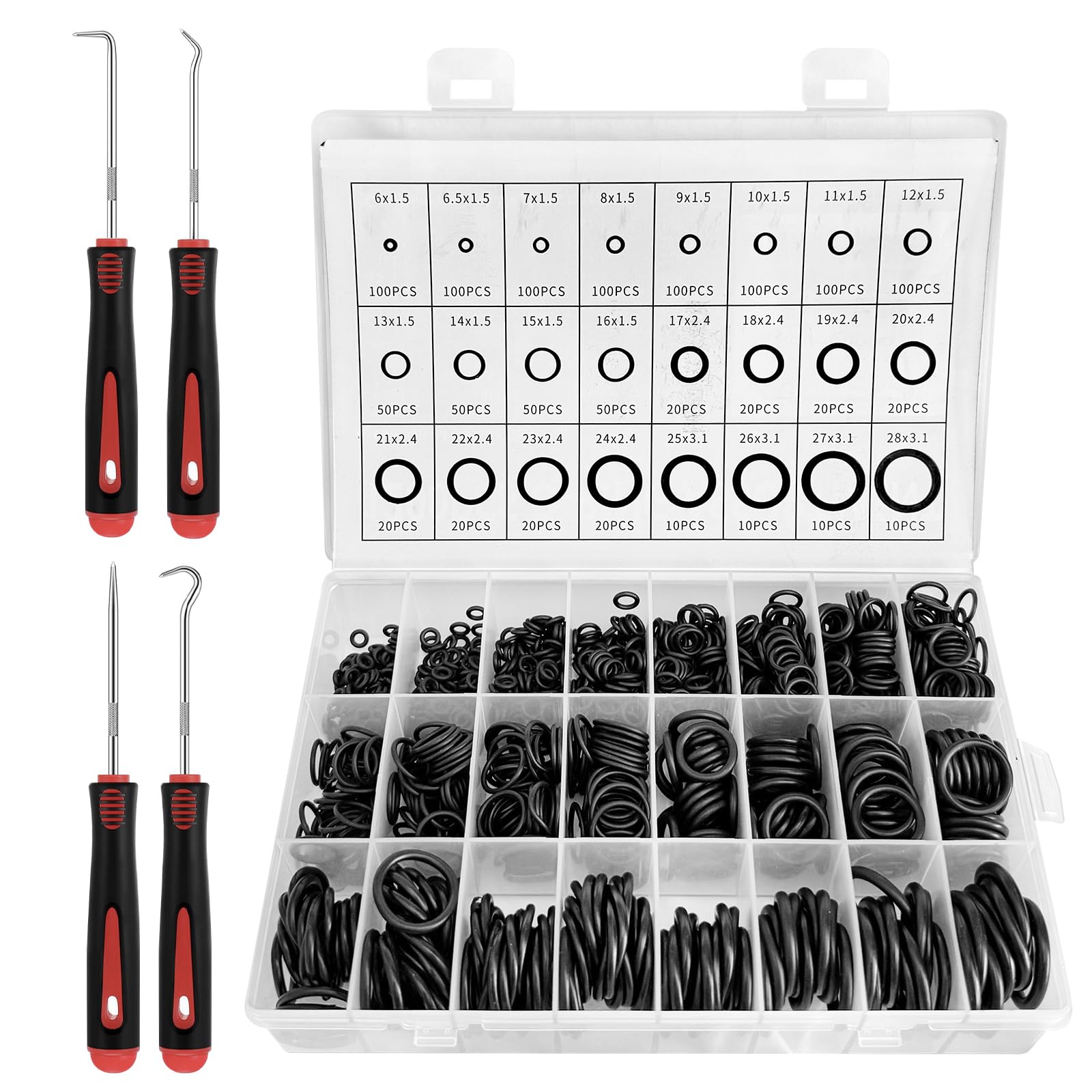 1200Pcs O Rings Rubber Ring Set 24 Sizes O Rings Rubber Assorted seal kit Seal Kit Electrical Rubber Washers Assorted for Plumbing Various Car Auto Vehicle Repair Sealing Connections Resist Oil Heat