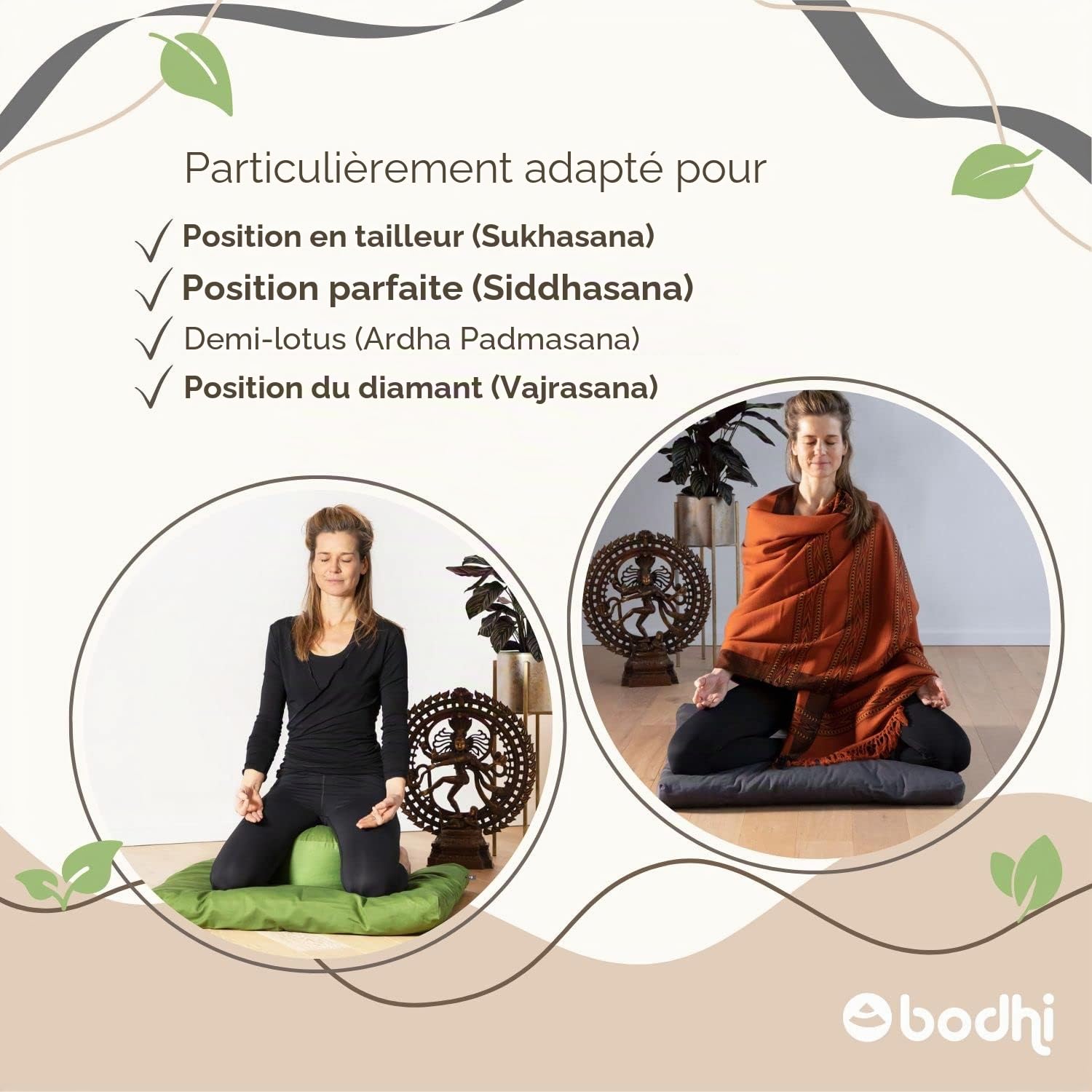 Bodhi Kit de méditation Eco | Coussin de méditation Rondo + Zabuton épeautre | Anthracite