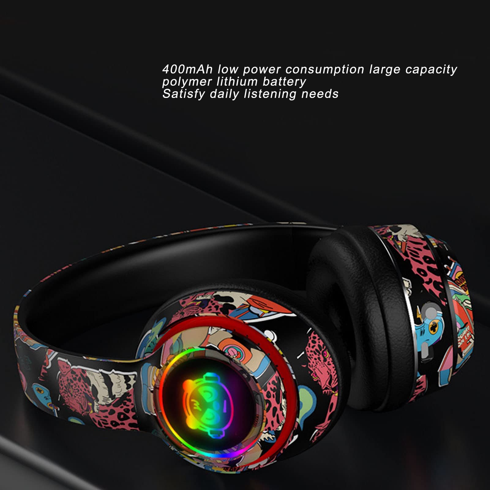 Blutooth Headset, Cool LED Illuminated Headset, Univsersal HiFi Sound Wireless Gaming Headset with Microphone LED Light for Kids Teens Adults