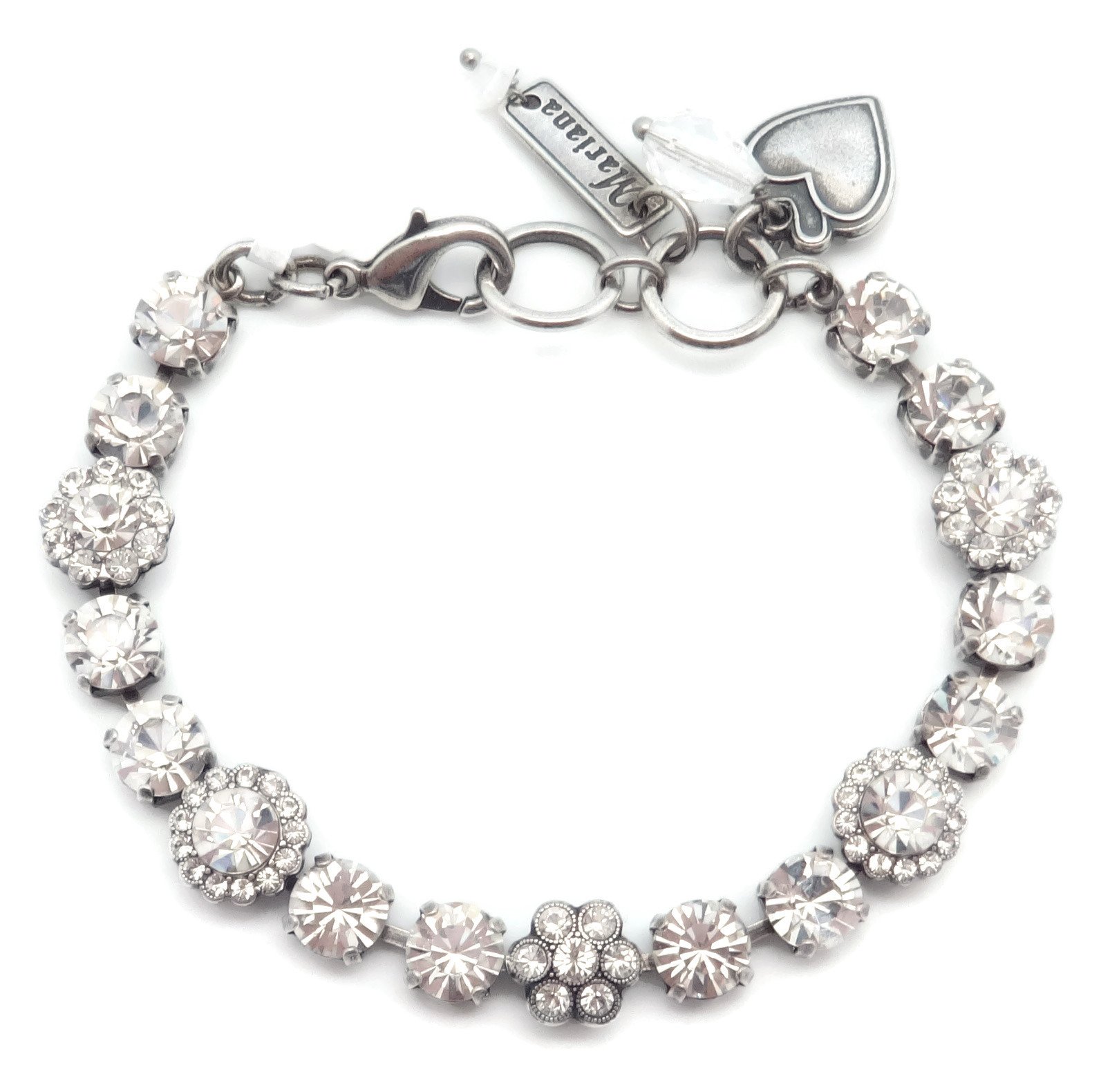 Mariana On a Clear Day Silvertone Bracelet Clear Crystal Flower Mosaic 001001