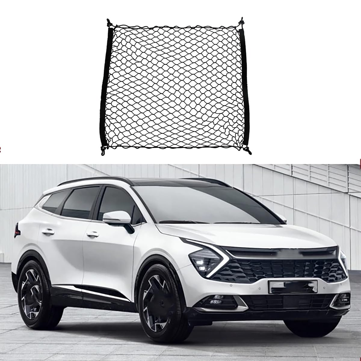 Spulhc Black Car Trunk Cargo Mesh Elastic Nylon Back Net Luggage Trunk Isolation Net For Kia Sportage Nq5 2022 2023 2024