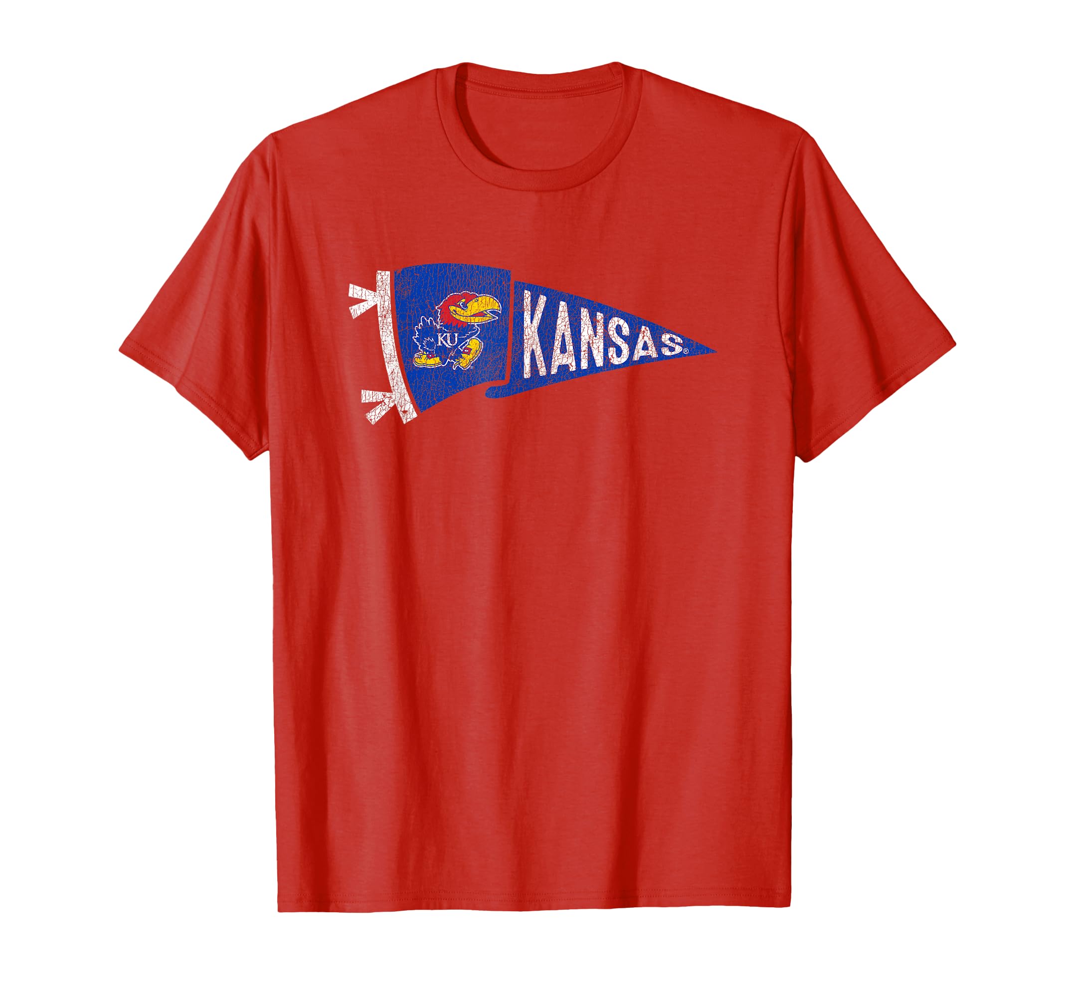 Kansas Jayhawks Pennant Vintage Red Officially Licensed T-Shirt