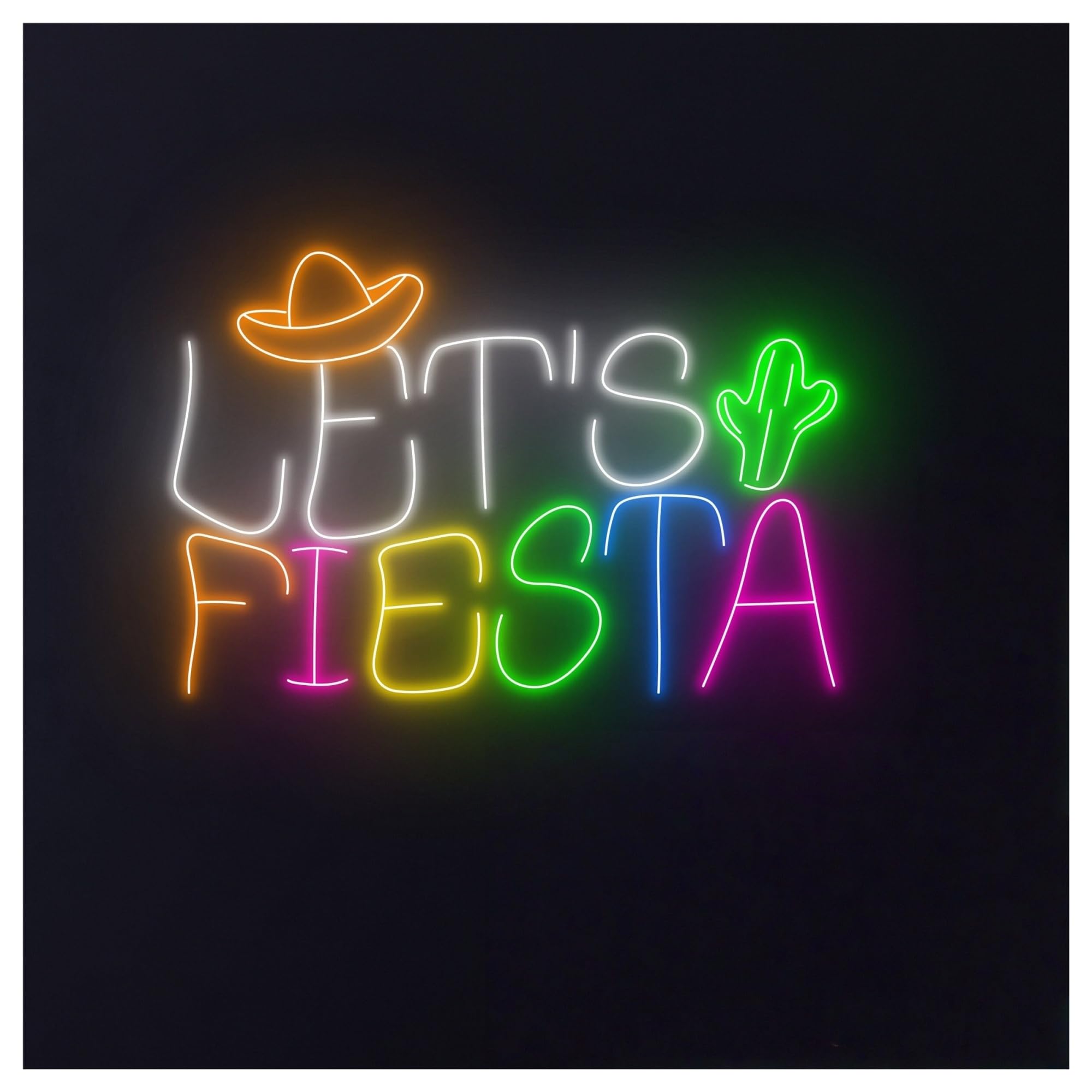 RONGCH Hanging Art Neon Signs Let's Fiesta Neon Sign Mexican Festival Mexico Party Event Room Wall Decor Club 58cm