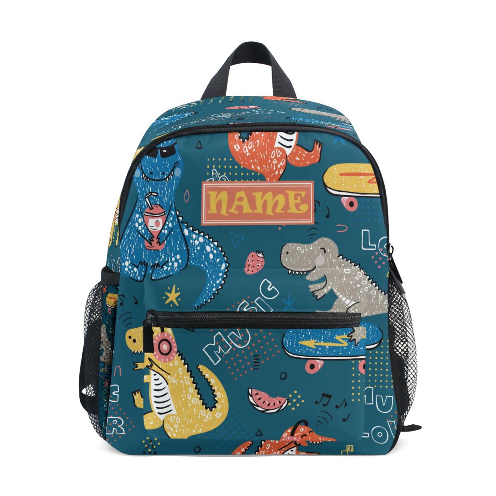 HMZXZ Custom Kids Toddler Mini Backpack for Girls Boys Cute Animal Dinosaur Personalised Children's Backpacks Blue School Bag with Kid's Name/Text