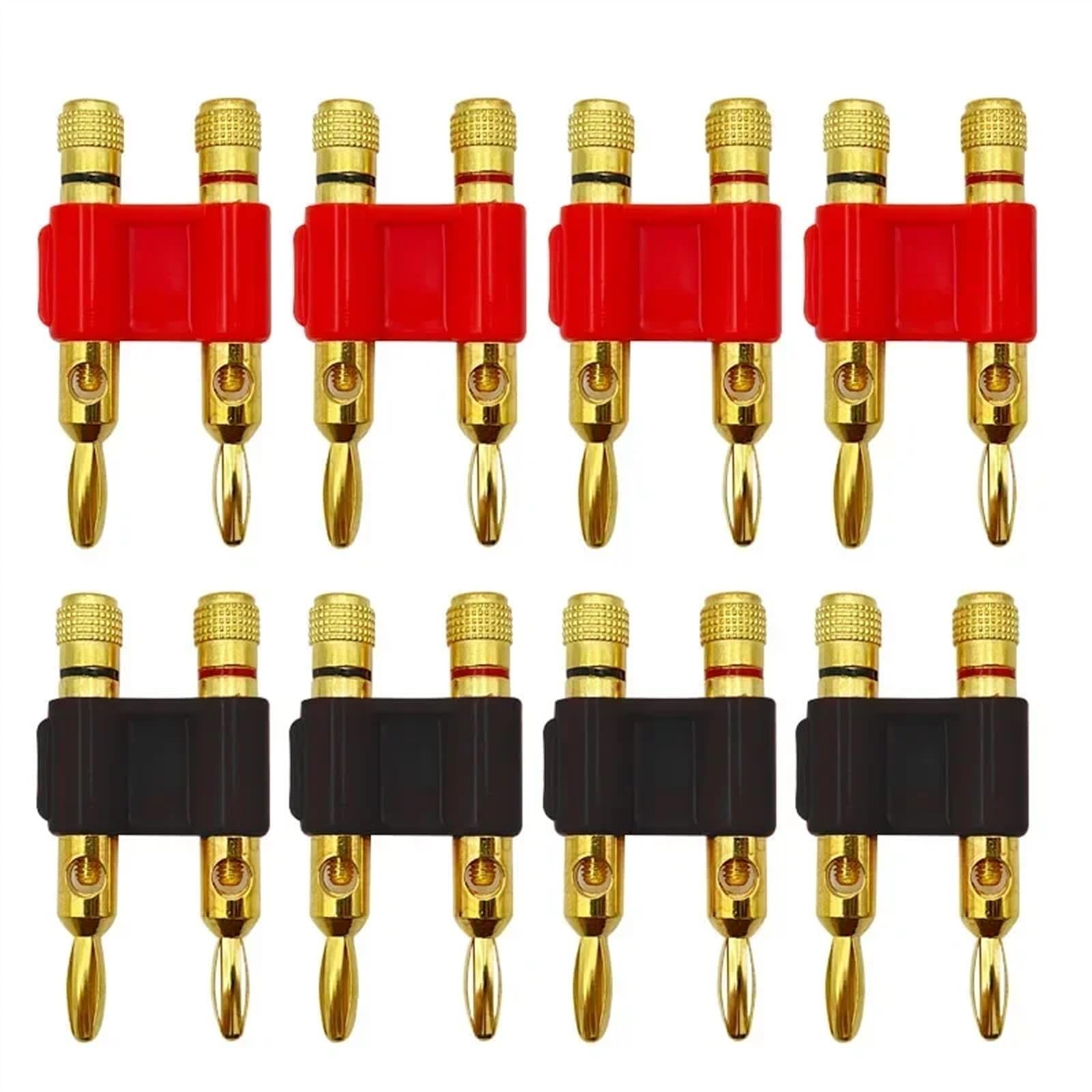 Connecteur de fiche Banane à Double rangée de 4mm, 8 pièces, Adaptateur de Prise de Haut-Parleur plaqué Or, Prise croisée à Deux Positions(8Pcs Mixed)