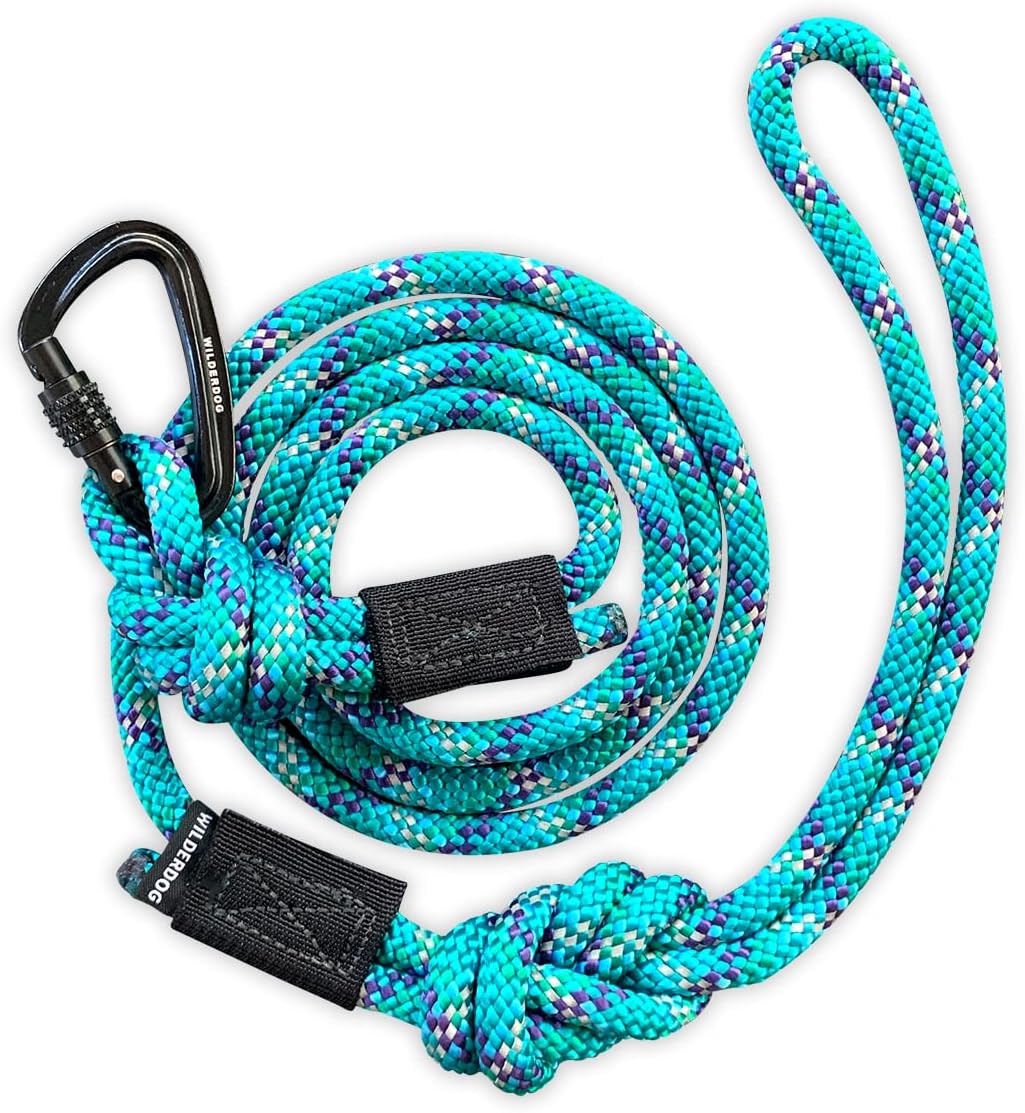 Wilderdog Small Carabiner Climbing Rope Dog Leash for Small & Medium Dogs - 5ft - Islander - 1Ct