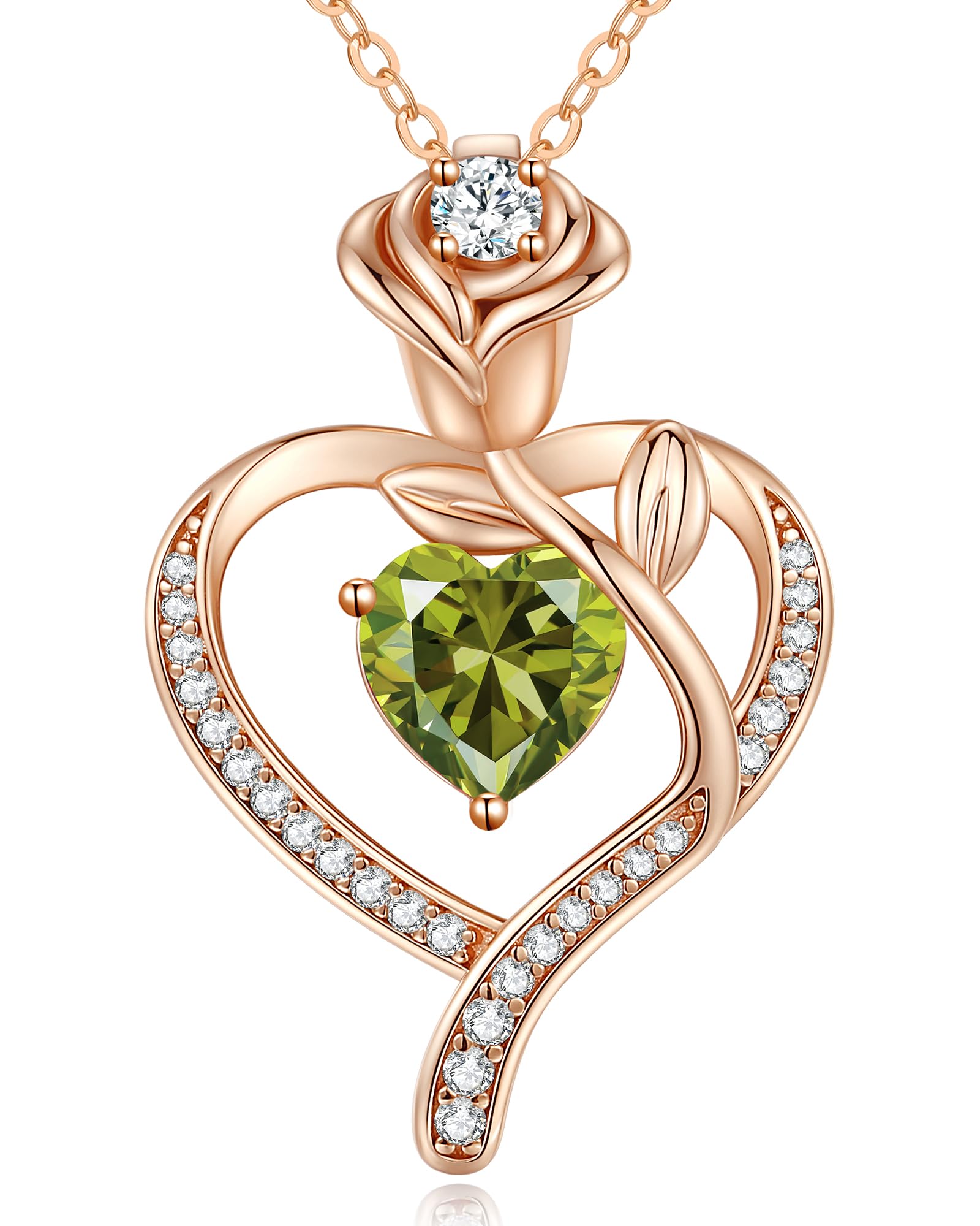 CDE Collana Donna Collana Cuore in Oro Rosa Gioielli Donna, 925 Sterling Silver Collana Pendente Anniversario Compleanno San Valentino Regalo di Natale per donne Moglie Mamma Fidanzata