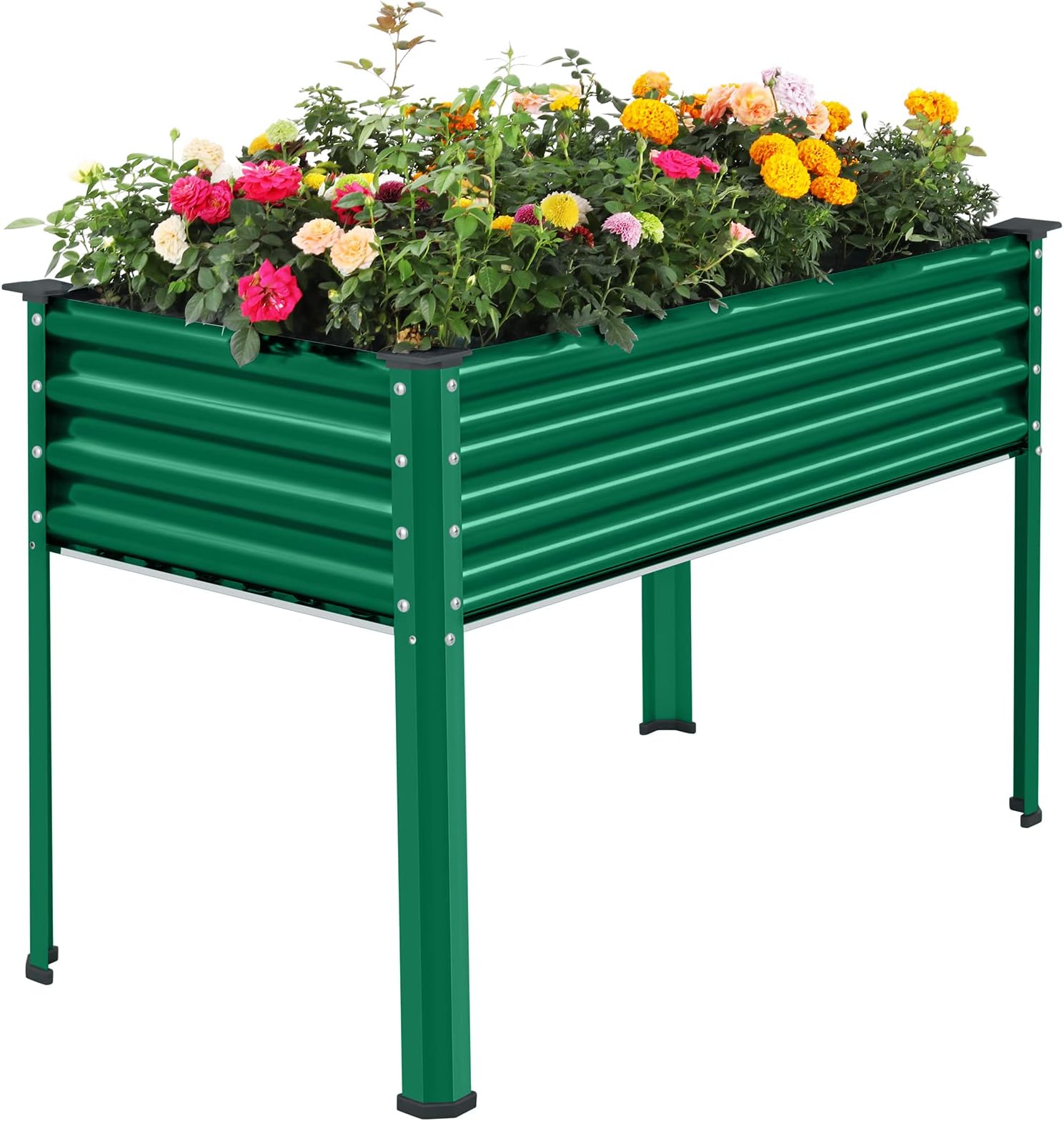 Land Guard Galvanized Raised Garden Bed with Legs, Galvanized Planter Raised Garden Boxes Outdoor, Oval Large Metal Raised Garden Beds for Vegetables(Green)โฆโฆ