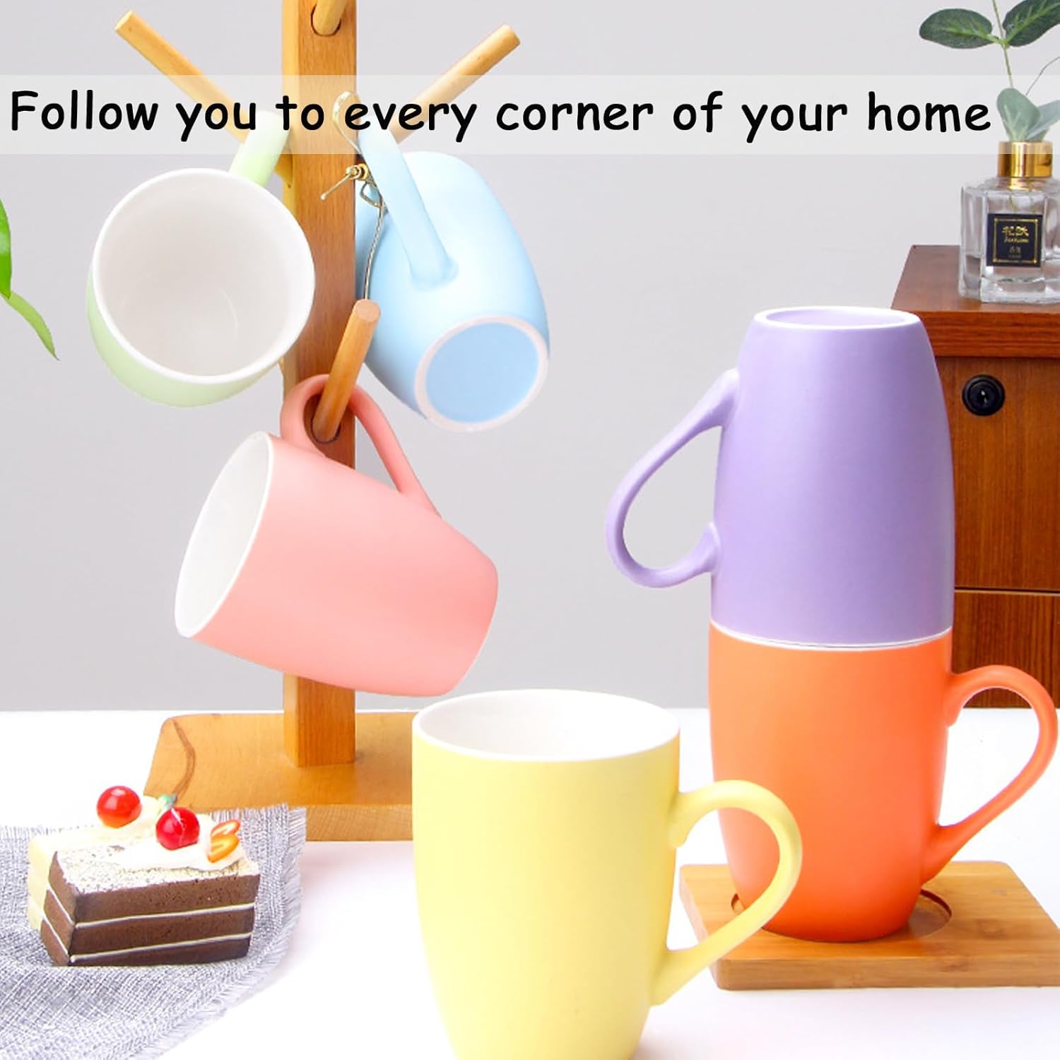 Coffee Mugs Set of 6, 12oz Ceramic Coffee Mugs with Handle, Colorful Matte Porcelain Coffee Mug for Latte, Tea, Cocoa, Cappuccino, Cups for Women Men for Home Restaurant Mug(Multicolour) - Image 7