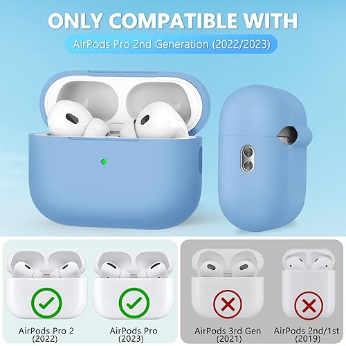 Miniatura 2 de Ljusmicker Funda para AirPods Pro de 2 generación (20222023) con kit de limpieza, funda protectora de silicona suave para Apple AirPod Pro 2 Gen