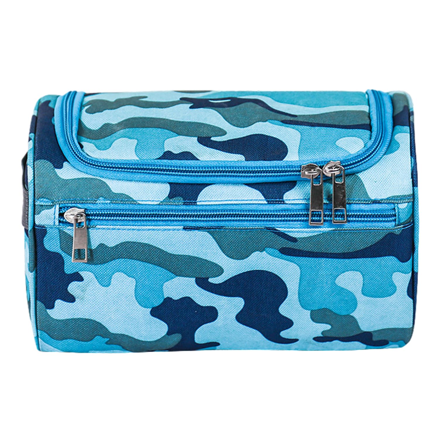MAXQUU 1 bolsa de aseo de gran capacidad, bolsa de aseo de gran capacidad, multifuncional, con gancho, muy adecuada para viajes (azul camuflaje)., azul, moderno