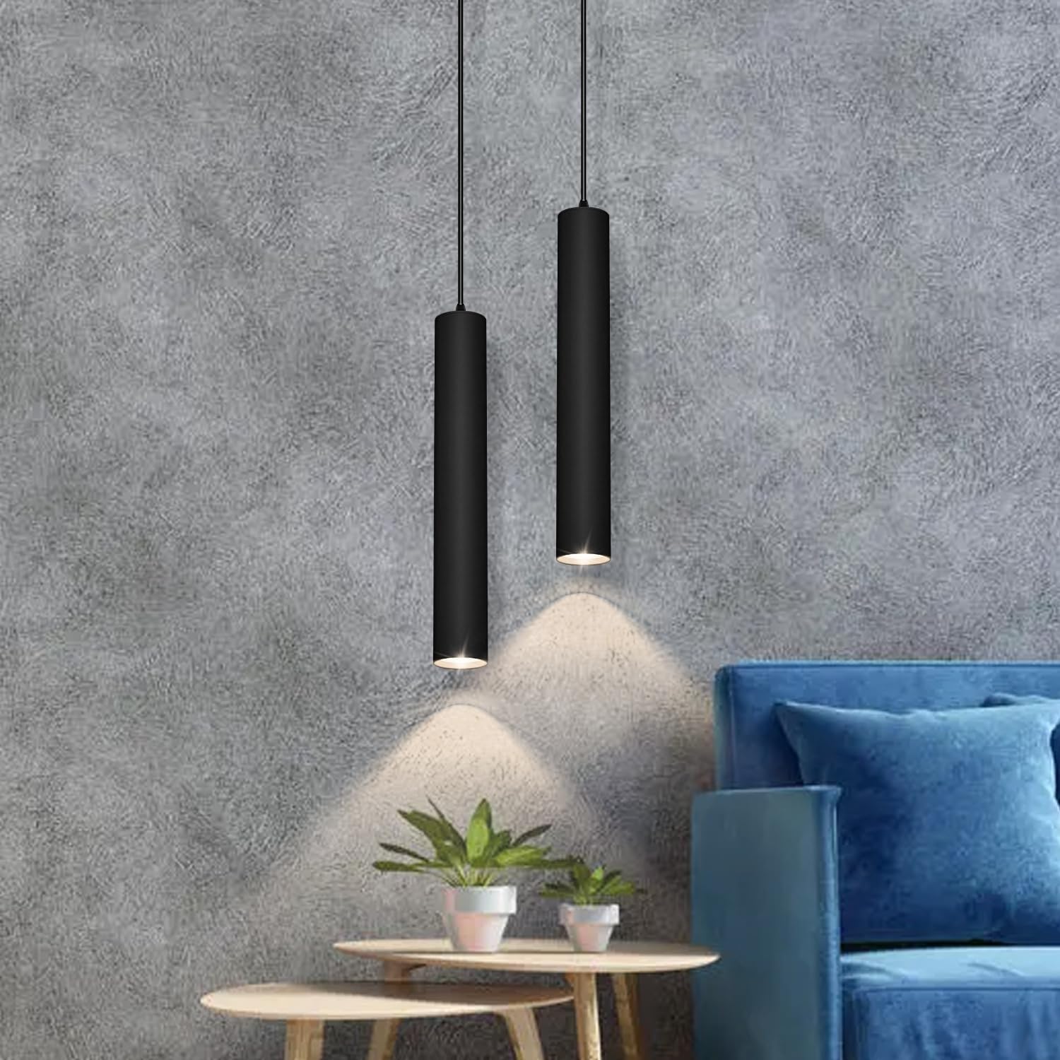 Modern 6W LED Aluminium Black & Golden Cylinder Pendant Hanging Light | Warm White Ceiling Light | Stylish Decorative Hanging Lamp for Living Room, (Pack of 2)-image-49