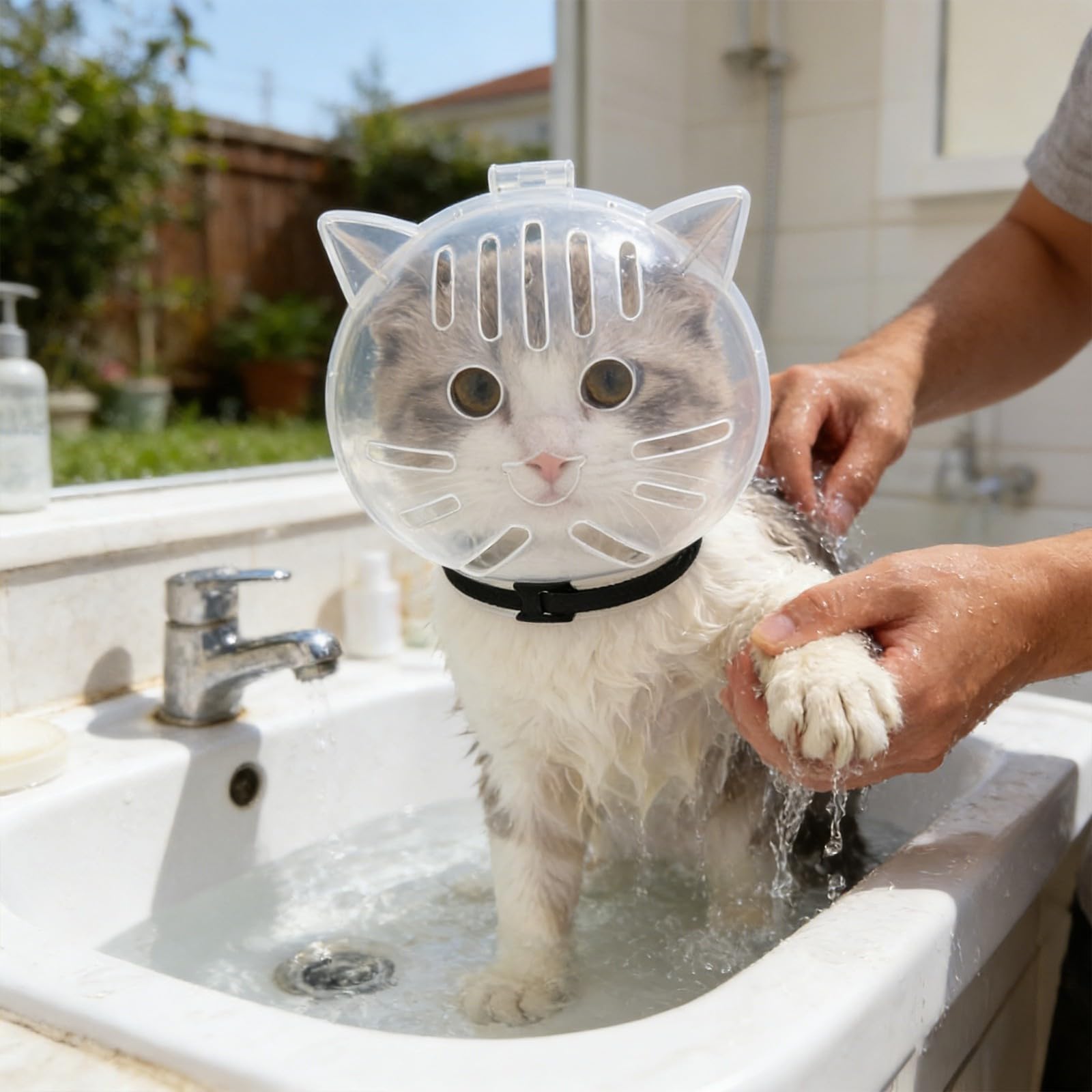 Cat Transparent Muzzle for Grooming, Transparente Maulkorb für Katzen zur Fellpflege, Verstellbarer Kätzchen-Astronautenhelm, Anti-Biss Maulkorb Für Katzen Zur Fellpflege Blasenhelm (14.7cm)