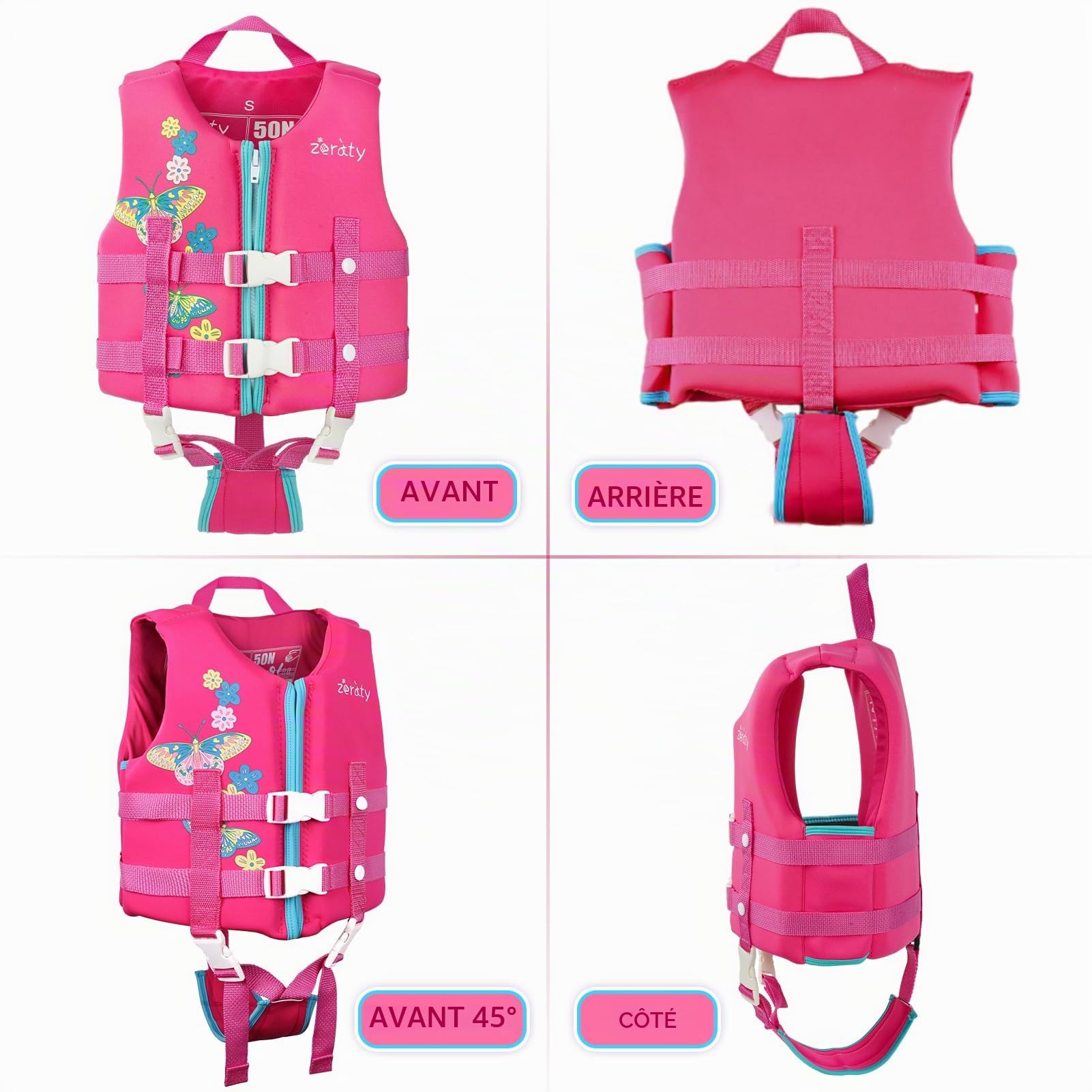 Zeraty Kids Swim Gilet d'aide à la Natation pour Tout-Petitsavec Sangle de sécurité réglable Age 1-9 Ans / 22-50Lbs