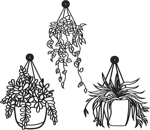 Zhengmy Florero de metal para pared, 3 piezas, decoración moderna de pared, decoración de pared negra, decoración de flores de metal para colgar en