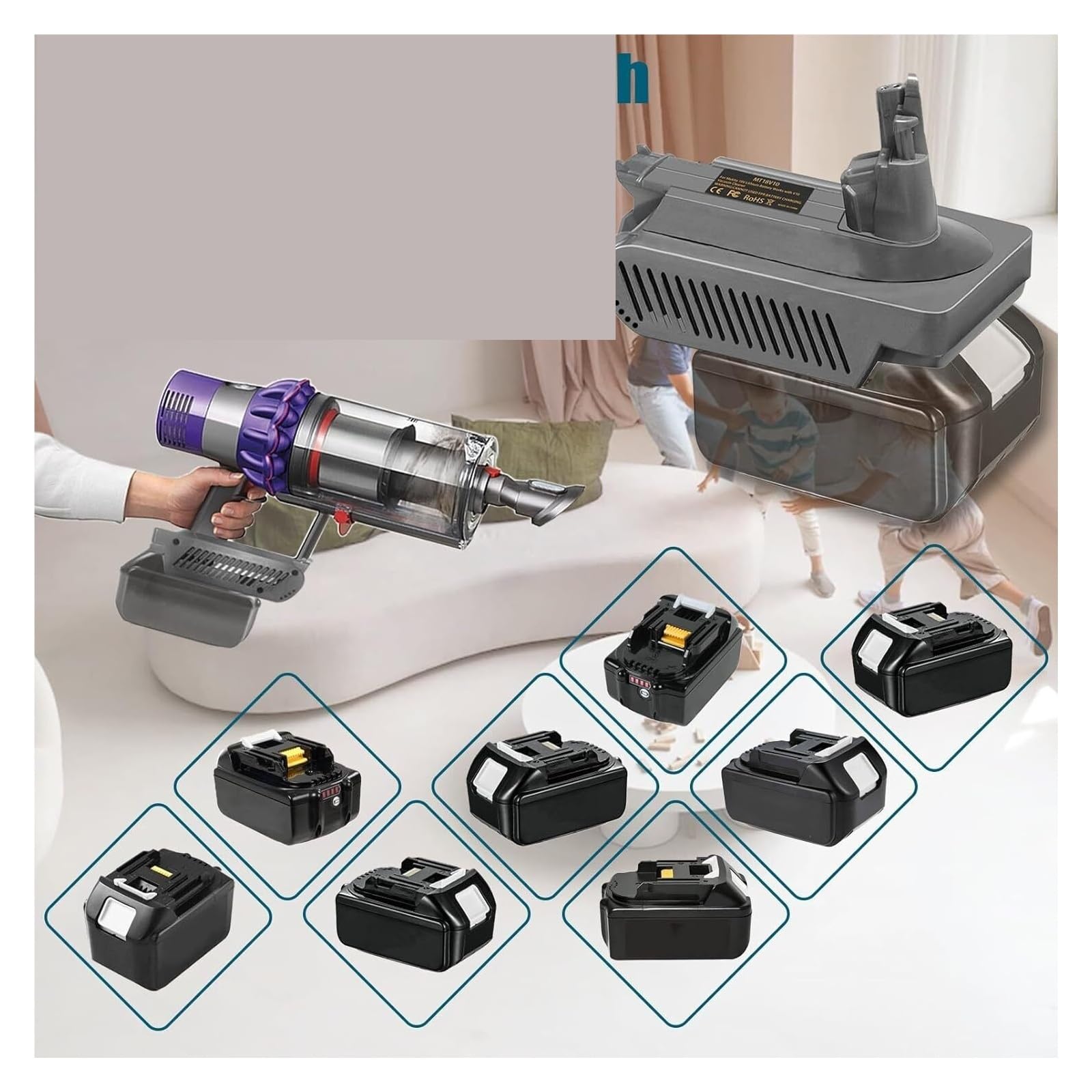 Amazon.co.jp: バッテリーアダプター、マキタ対応、18V リチウムイオン