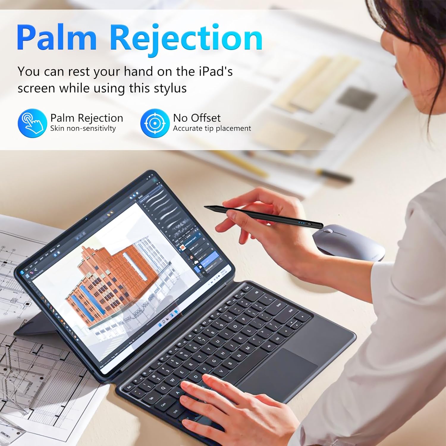 Compatible with iPad Pencil 2nd Generation Apple iPad 6/7/8/9/10th,iPad Pro 11/12.9,iPad Air 3/4,iPad mini 5/6,Stylus Pen for iPad,2X Fast Charge Tilt Sensitivity Palm Rejection-Black
